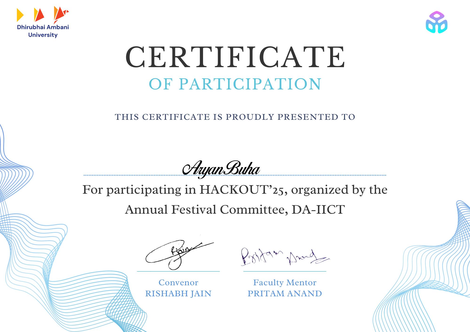 DAIICT Certificate
